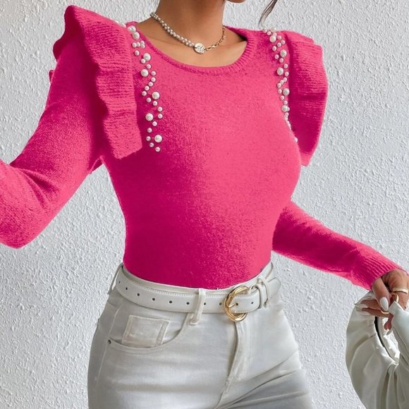 Pink Preppy Womens Sweater Top - Picture 5 of 5